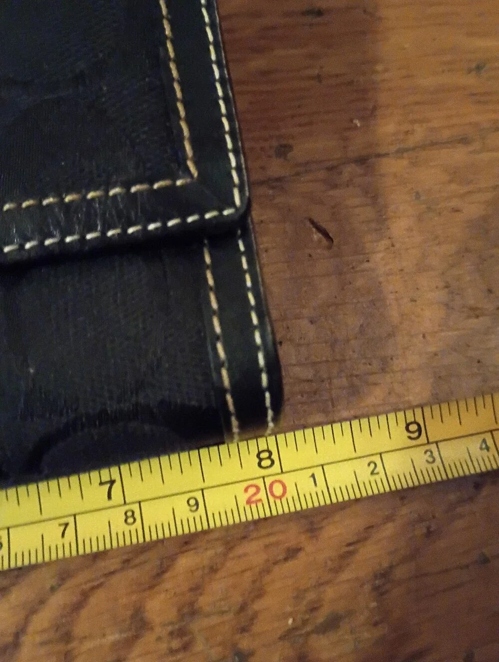coach black signature logo trifold leather wallet